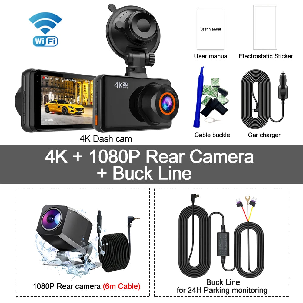 UltraView DashCam Pro 4K – Front & Rear WiFi Car Camera